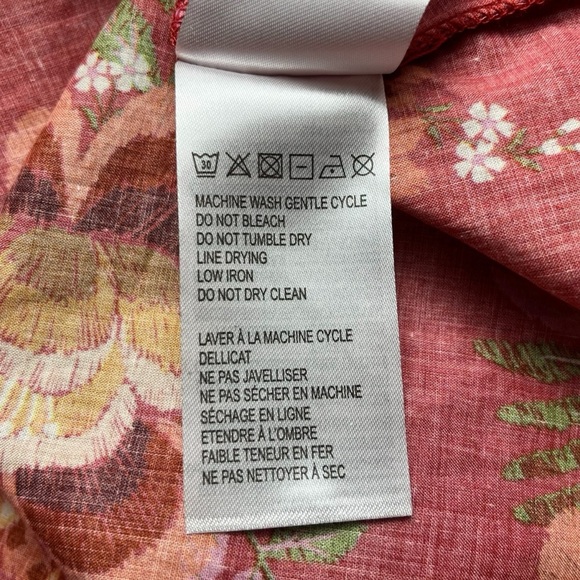 Farm Rio Red Size Small Blouse Short Puff Sleeves Floral Top Lace Trim - Picture 6 of 7